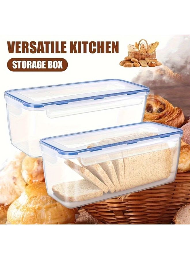 2 Pcs Large Airtight Food Storage Containers Reusable Flip Top Bread Kitchen Organizer Box - Image 1